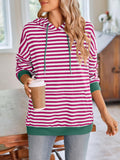 Lovelet Drawstring Striped Long Sleeve Hoodie - PD SECRET REALM