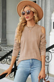 Round Neck Cold Shoulder T-Shirt - PD SECRET REALM