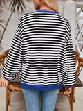 Lovelet Contrast Striped Long Sleeve Sweatshirt - PD SECRET REALM