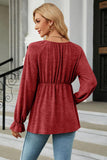 Round Neck Flounce Sleeve Blouse - PD SECRET REALM