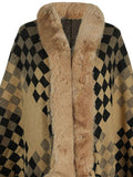 Fuzzy Checkered Long Sleeve Poncho - PD SECRET REALM