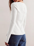 Ribbed Round Neck Long Sleeve Top - PD SECRET REALM