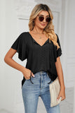 Eyelet Tie-Neck Flutter Sleeve Top - PD SECRET REALM