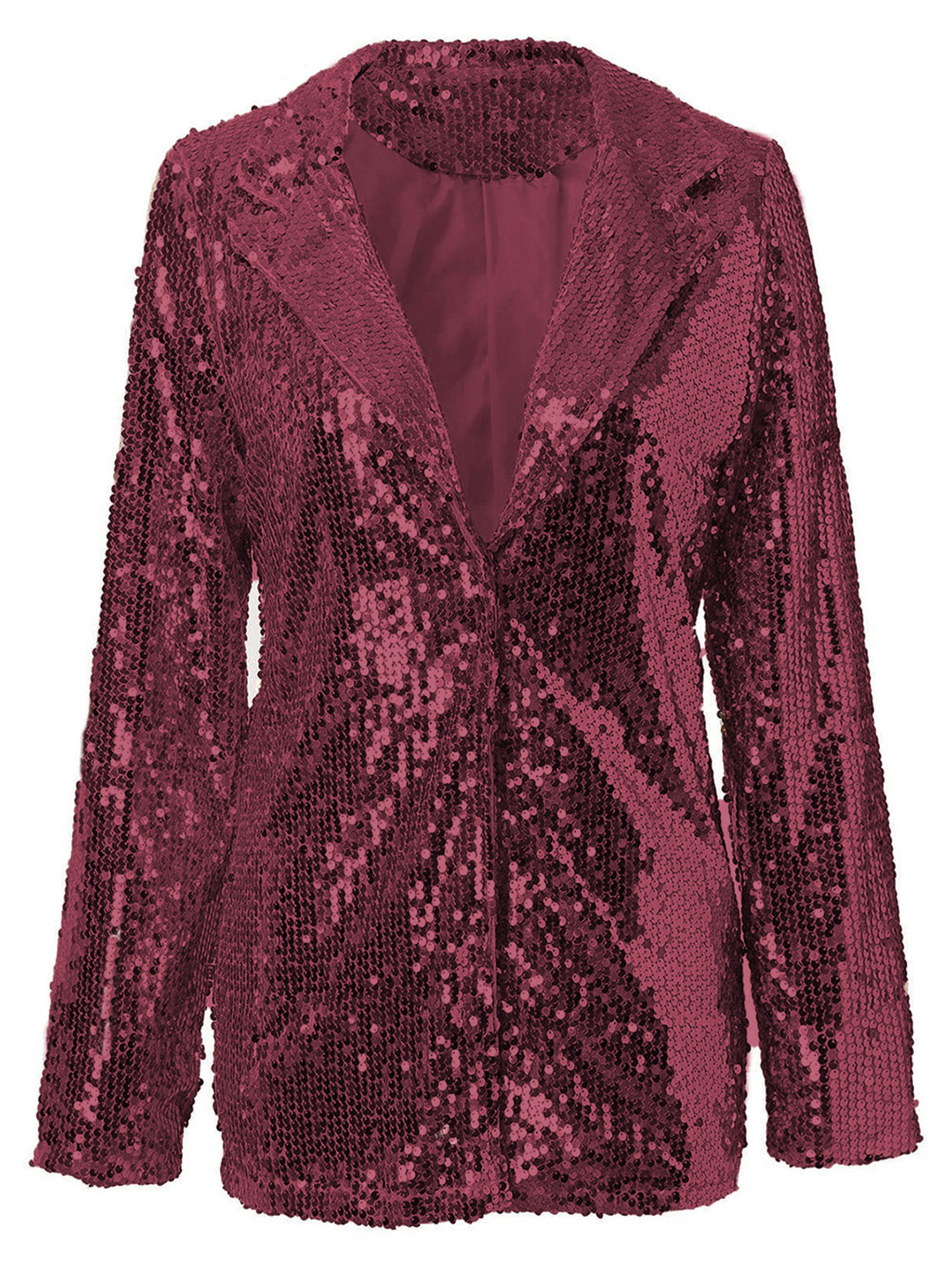 Sequin Lapel Collar Long Sleeve Blazer