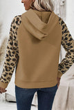 Leopard Half Button Long Sleeve Hoodie - PD SECRET REALM