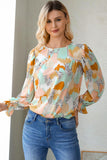 Printed Flounce Sleeve Buttoned Blouse - PD SECRET REALM