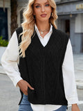 Cable Knit V-Neck Sweater Vest - PD SECRET REALM