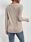 Perfee Lace Detail Ribbed V-Neck Long Sleeve Top - PD SECRET REALM