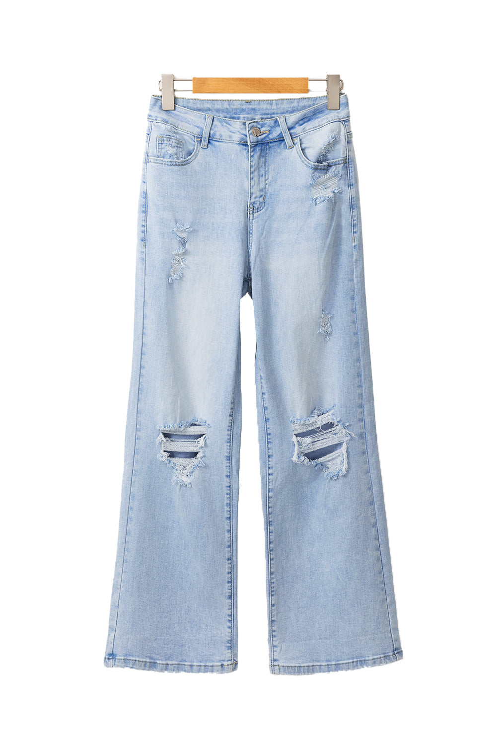 Beau Blue Vintage Light Wash Distressed Flare Jeans