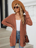 Pocketed Open Front Long Sleeve Cardigan - PD SECRET REALM