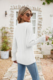 Eyelet V-Neck Smocked Flounce Sleeve Blouse - PD SECRET REALM