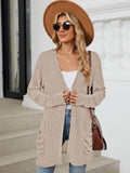 Pocketed Open Front Long Sleeve Cardigan - PD SECRET REALM