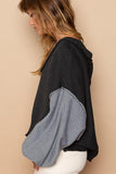 Exposed Seam Roll Edge Color Block V Neck Sweater - PD SECRET REALM