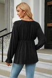 Round Neck Flounce Sleeve Blouse - PD SECRET REALM