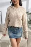 Cable-Knit Dropped Shoulder Hooded Sweater - PD SECRET REALM