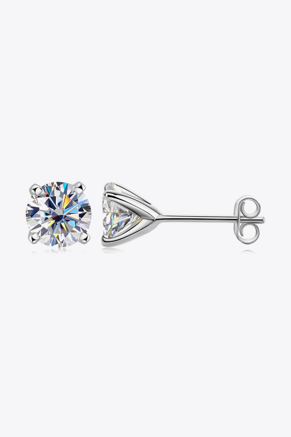 925 Sterling Silver 1 Carat Moissanite 4-Prong Stud Earrings