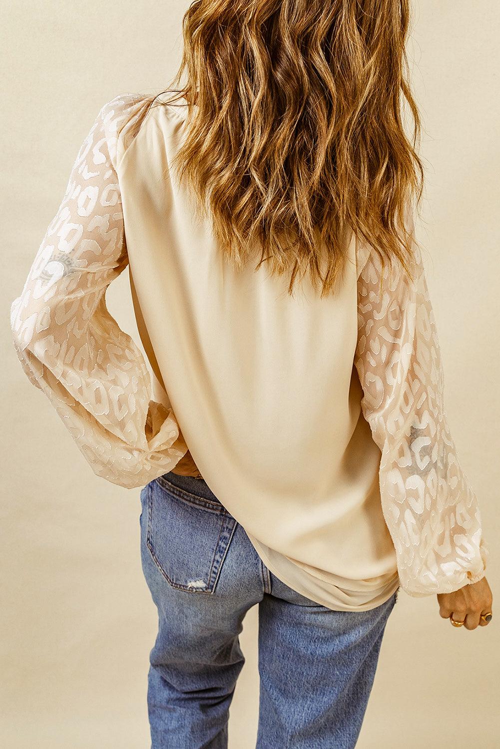 Tassel Tie Neck Long Sleeve Blouse - PD SECRET REALM