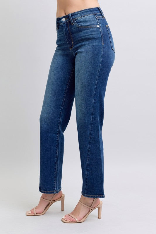 Full Size Side Seam Detail Straight Jeans with Pockets