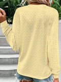 Eyelet Notched Long Sleeve T-Shirt - PD SECRET REALM