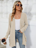 Pocketed Open Front Long Sleeve Cardigan - PD SECRET REALM