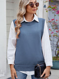 Buttoned Round Neck Sweater Vest - PD SECRET REALM