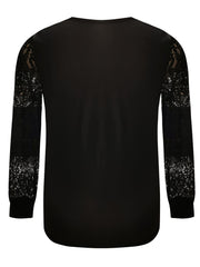 Full Size Lace Detail V-Neck Long Sleeve Blouse