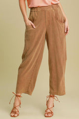 Elastic Waist Baggy Fit Pants with Pockets