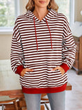 Lovelet Drawstring Striped Long Sleeve Hoodie - PD SECRET REALM