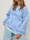 Round Neck Dropped Shoulder Long Sleeve Sweatshirt - PD SECRET REALM