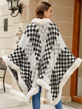 Fuzzy Checkered Long Sleeve Poncho - PD SECRET REALM