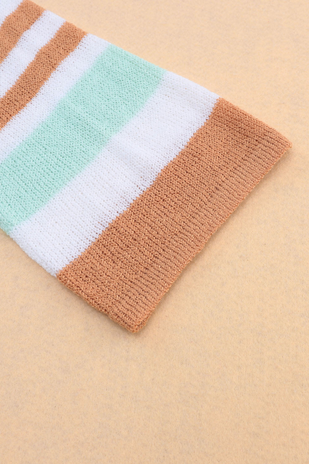 Multicolor Colorblock Stripe V Neck Split Sweater