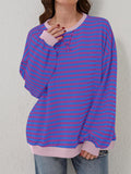 Lovelet Contrast Striped Long Sleeve Sweatshirt - PD SECRET REALM