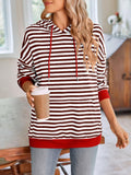 Lovelet Drawstring Striped Long Sleeve Hoodie - PD SECRET REALM