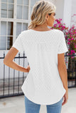 Eyelet Quarter Button Short Sleeve T-Shirt - PD SECRET REALM