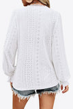 Eyelet V-Neck Flounce Sleeve Blouse - PD SECRET REALM