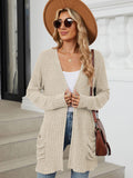 Pocketed Open Front Long Sleeve Cardigan - PD SECRET REALM