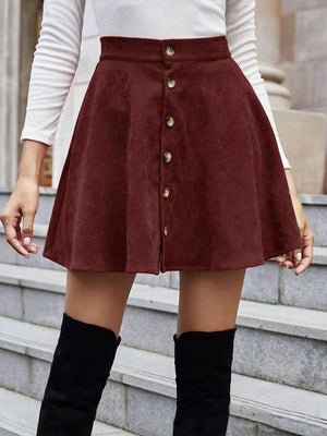 Buttoned Corduroy Mini Skirt - PD SECRET REALM