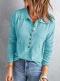 Collared Neck Half Button Top - PD SECRET REALM