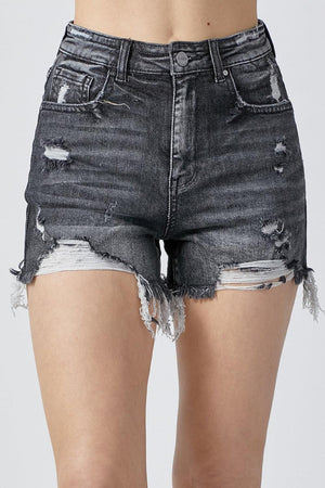 RISEN Full Size High Rise Distressed Denim Shorts - PD SECRET REALM