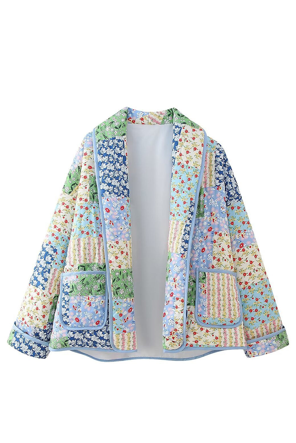 Multicolour Allover Floral Print Patchwork Coat