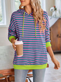 Lovelet Drawstring Striped Long Sleeve Hoodie - PD SECRET REALM