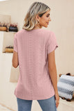 Eyelet Petal Sleeve V-Neck Knit Top - PD SECRET REALM