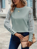 Round Neck Lace Long Sleeve Top - PD SECRET REALM