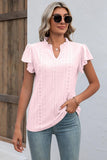 Eyelet Notched Flutter Sleeve T-Shirt - PD SECRET REALM