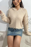 Cable-Knit Dropped Shoulder Hooded Sweater - PD SECRET REALM