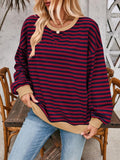 Lovelet Contrast Striped Long Sleeve Sweatshirt - PD SECRET REALM