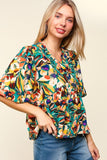 Haptics Full Size Frill Floral Puff Sleeve Peplum Blouse - PD SECRET REALM