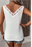 Lace Detail Textured V-Neck Tank - PD SECRET REALM