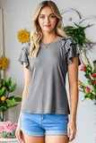 Layered Flutter Sleeve Round Neck Top - PD SECRET REALM