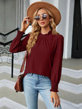 Round Neck Flounce Sleeve Blouse - PD SECRET REALM